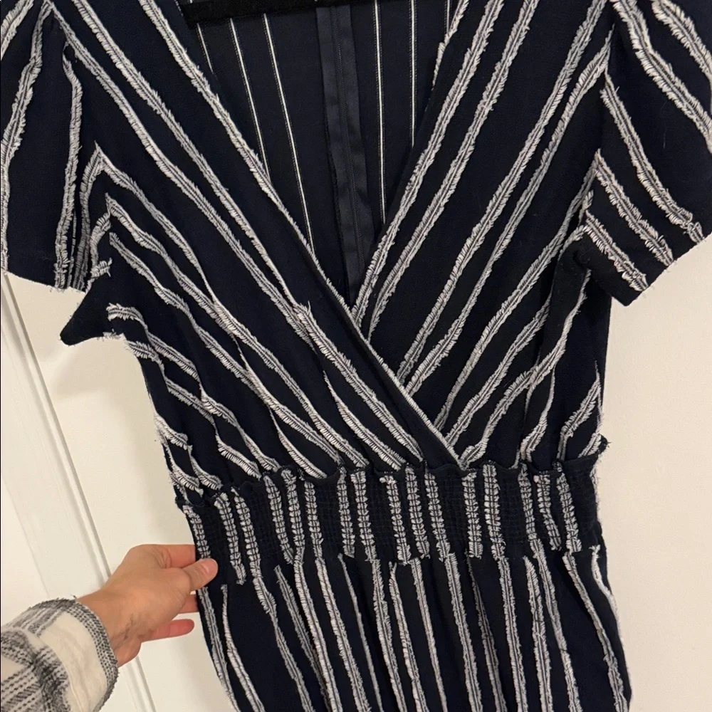 Anthropologie Dolan Navy Sz Small Left Coast Cotton Stripe Wide Leg Jumpsuit - Picture 9 of 9